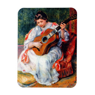 Vrouw die gitaar speelt van Pierre Renoir Magneet