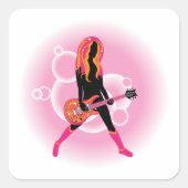 Vrouw die gitaar speelt vierkante sticker (Voorkant)