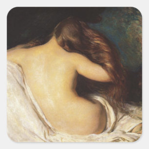 Vrouw die haar drogen (door Joseph DeCamp) Vierkante Sticker