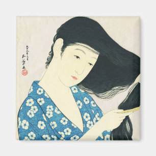 Vrouw die haar kamt Hashiguchi Goyo Magneet