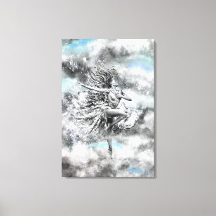 Vrouw die in de Wolken Danst - Gevoel - Schilderij Canvas Afdruk