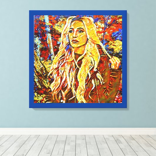 Vrouw die in Park Abstracte impressionistische kun Canvas Afdruk (Insitu (Houten vloer))