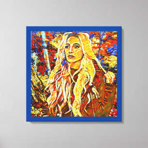 Vrouw die in Park Abstracte impressionistische kun Canvas Afdruk