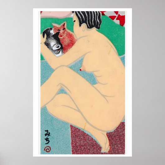 Vrouw die katten knuffelt - Matchbox print - Esthe (Voorkant)
