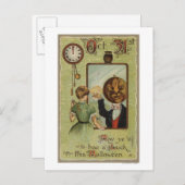 Vrouw die naar het Man van Pumpkin kijkt in Mirror Briefkaart (Voorkant / Achterkant)