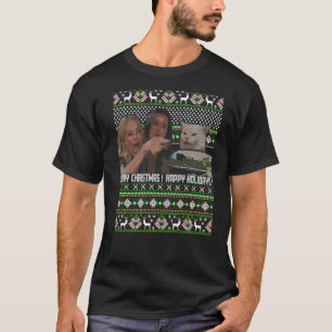 Vrouw die schreeuwt op een kat-thema met een lelij t-shirt