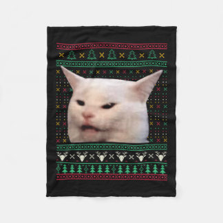 Vrouw die schreeuwt tegen een kat Lelijke X-mas Tr Fleece Deken