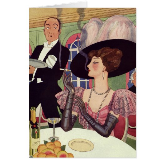  vrouw die sigaret rookt Drink champagne (Voorkant)