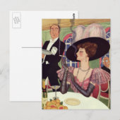 vrouw die sigaret rookt Drink champagne Briefkaart (Voorkant / Achterkant)