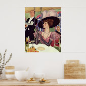 vrouw die sigaret rookt Drink champagne Poster (Keuken)