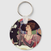  vrouw die sigaret rookt Drink champagne Sleutelhanger (Voorkant)