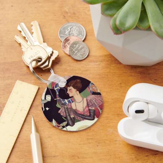  vrouw die sigaret rookt Drink champagne Sleutelhanger (Bureau)