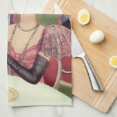  vrouw die sigaret rookt Drink champagne Theedoek (Quarter Fold)