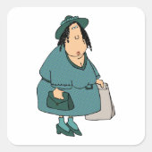 Vrouw die tassen draagt vierkante sticker (Voorkant)