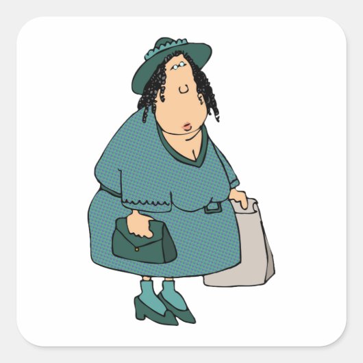 Vrouw die tassen draagt vierkante sticker (Voorkant)