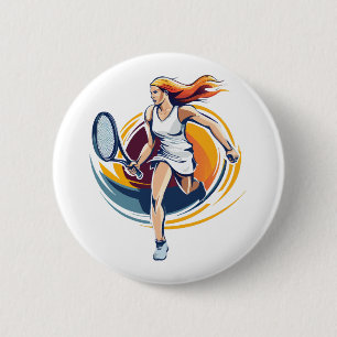 vrouw die tennis speelt ronde button 5,7 cm