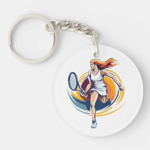 vrouw die tennis speelt sleutelhanger