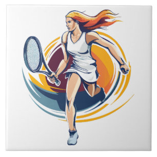 vrouw die tennis speelt tegeltje