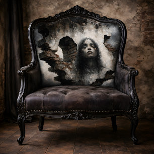 Vrouw die tevoorschijn komt uit bakstenen muur dec tissuepapier