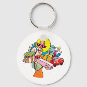 Vrouw die veel koopt Sleutelhanger koopt (Achterkant)