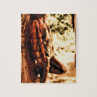 Vrouw die weg kijkt legpuzzel