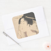 Vrouw die zich na haar dood terugtrekt vierkante sticker (Envelop)