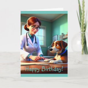 Vrouw Dierenarts Verjaardag Kaart
