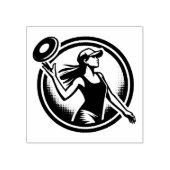 Vrouw Disc Golfer Rubberstempel (Afrduk)