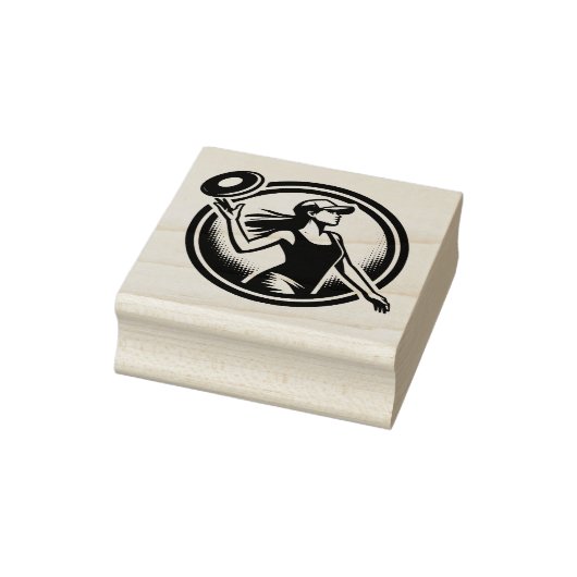 Vrouw Disc Golfer Rubberstempel (Stempel)
