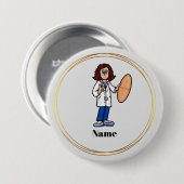 Vrouw Doctor met Big Pill Name Button (Voorkant /achterkant)