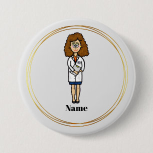 Vrouw Doctor Naam Button