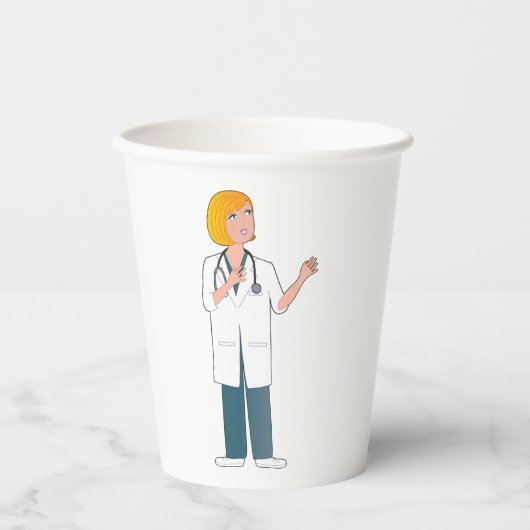 Vrouw Doctor Papieren Bekers (Voorkant)