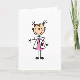 Vrouw Doctor Stick Figuur Kaart