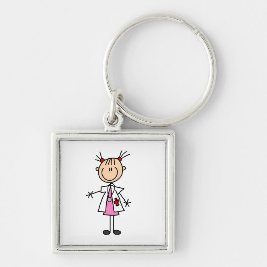 Vrouw Doctor Stick Figuur Sleutelhanger (Voorkant)