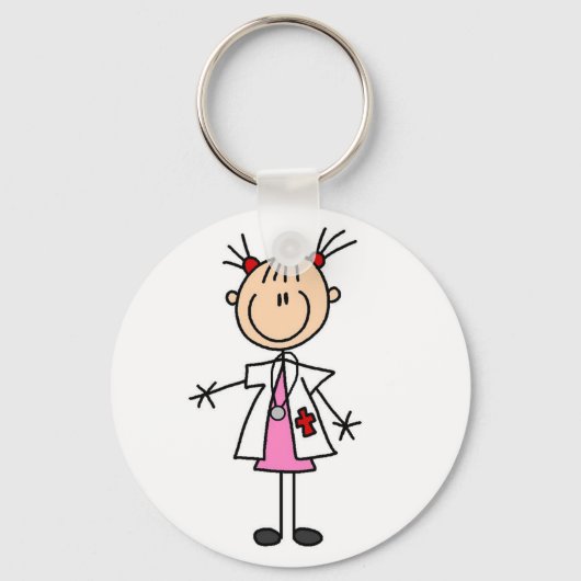 Vrouw Doctor Stick Figuur Sleutelhanger (Voorkant)