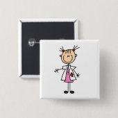 Vrouw Doctor Stick Figuur Vierkante Button 5,1 Cm (Voorkant /achterkant)
