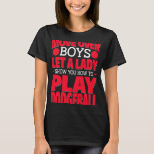 Vrouw DodgeBall Speler Verplaatsen Over Jongens Sp T-shirt