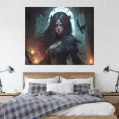 Vrouw donkerbruk Fantasy Anime Canvas Wall Art Afdruk (Insitu (Slaapkamer))