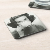 Vrouw Drink Bier Onderzetter (Linkerzijde)