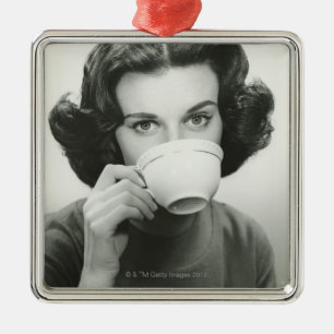 Vrouw Drink Metalen Ornament