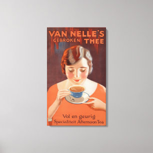  vrouw Drink thee Canvas Afdruk