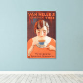 vrouw Drink thee Canvas Afdruk (Insitu (Houten vloer))