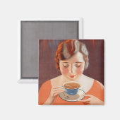  vrouw Drink thee Magneet (Voorkant / Achterkant)