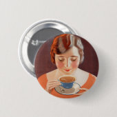  vrouw Drink thee Ronde Button 5,7 Cm (Voorkant /achterkant)