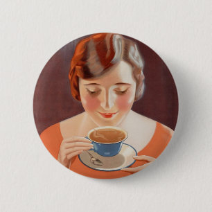  vrouw Drink thee Ronde Button 5,7 Cm