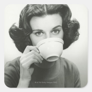 Vrouw Drink Vierkante Sticker