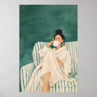 Vrouw Drinkt Poster van Coffee, Cozy Ochtend