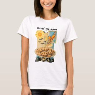Vrouw duikt in cookies collage bakken zoetigheden t-shirt