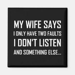 Vrouw echtgenoot twee fouten niet luisteren grappi magneet