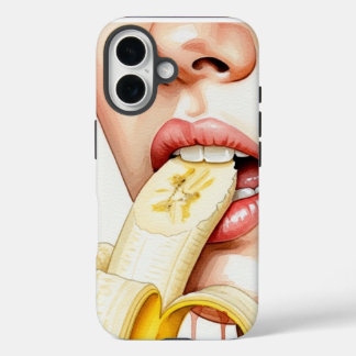 Vrouw eet bleke banaan iPhone 16 hoesje